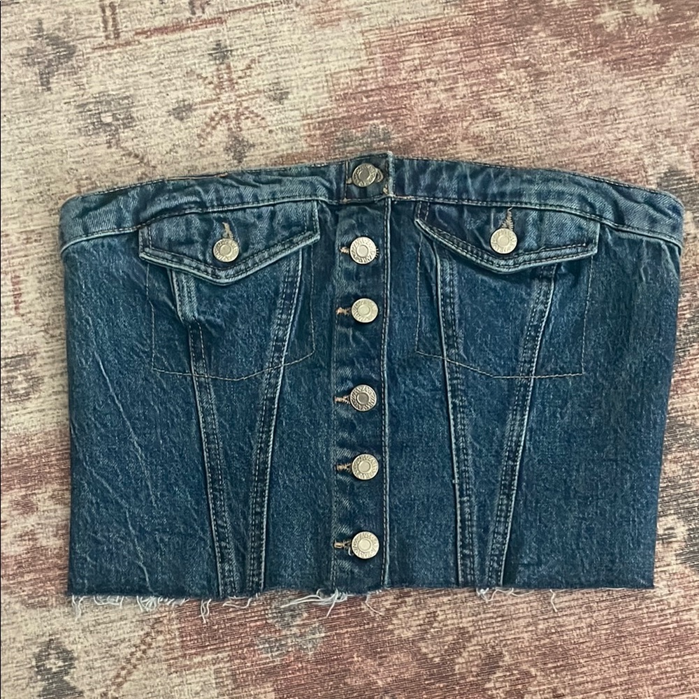 Zara Blue Denim Crop Top